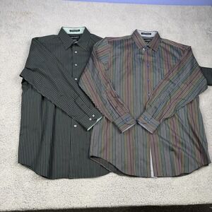 Paul Fredrick Dress Shirt Mens Large Multicolor Stripe Classic Fit Cotton Lot 3